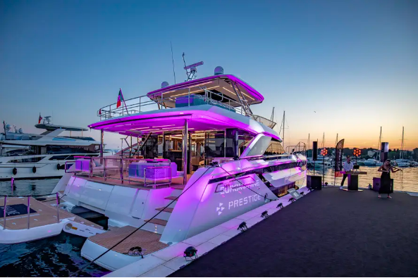 Prestige M8 Motor Catamaran Launch in ACI Marina Rovinj